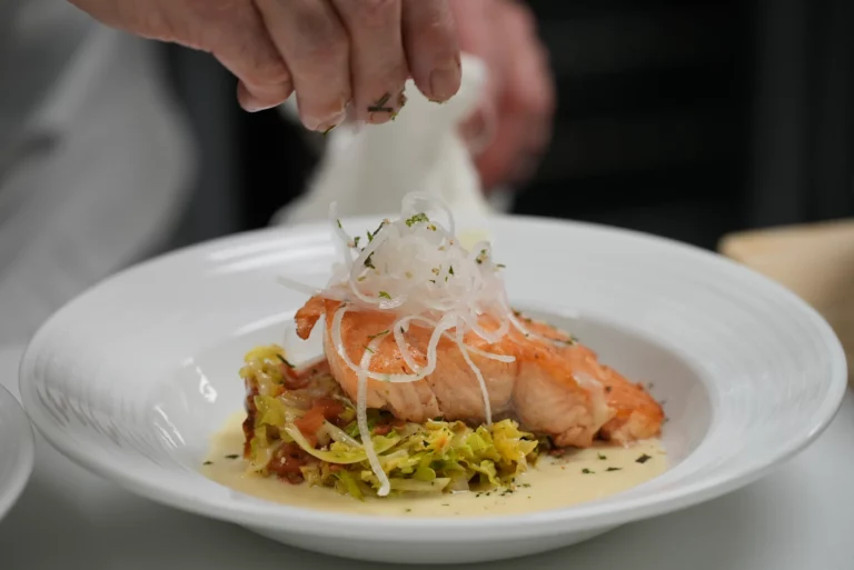 Purple Sky Winery Restaurant Salmon Dish.