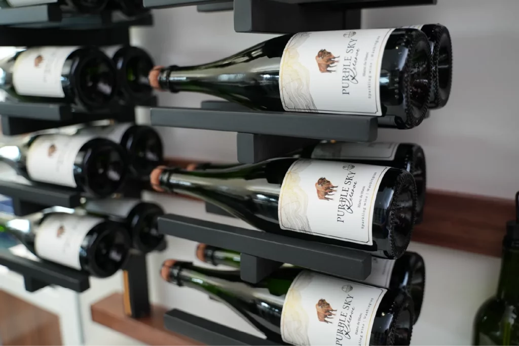 Wine bottles of the reserve line of purple sky winery wine.