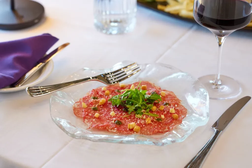 Purple sky winery house carpaccio starter.