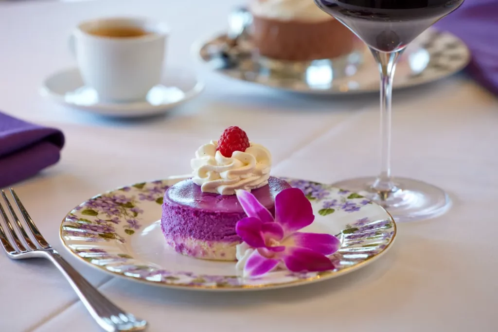 Purple sky winery lavender hour cheesecake desert.