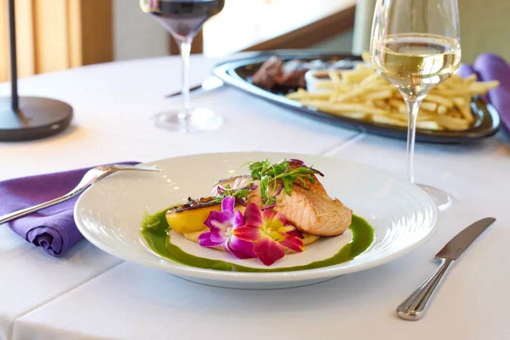 Purple sky winery north sea salmon entree.